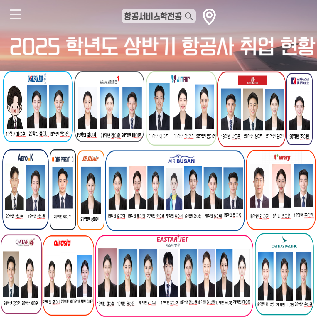 2023학년도 2024학년도 상반기 항공사 취업 현황